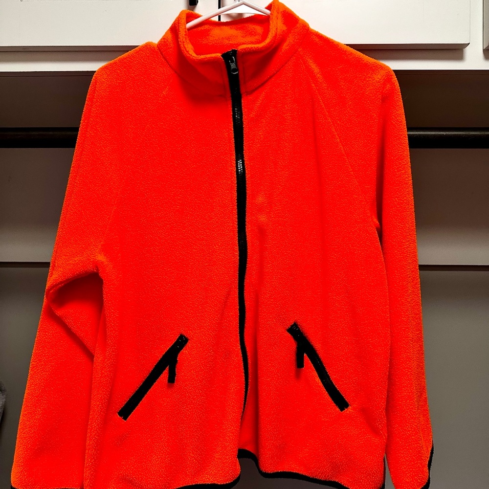 Youth Blaze Orange Fleece Zip up Jacket Coat large